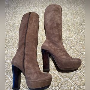 PURA LOPEZ suede platform knee boots size 7